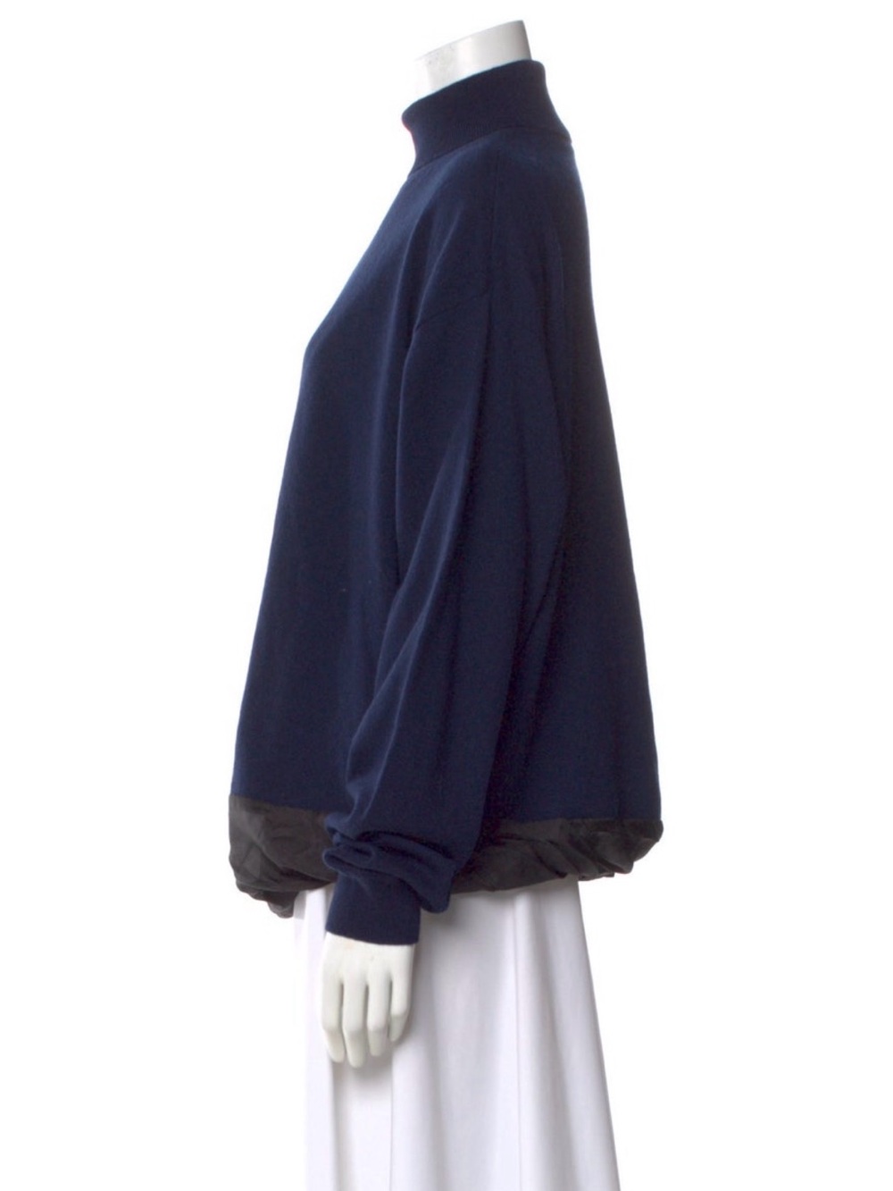 Dries Van Noten 100% Cashmere Silk Trim Turtleneck Sweater Navy L